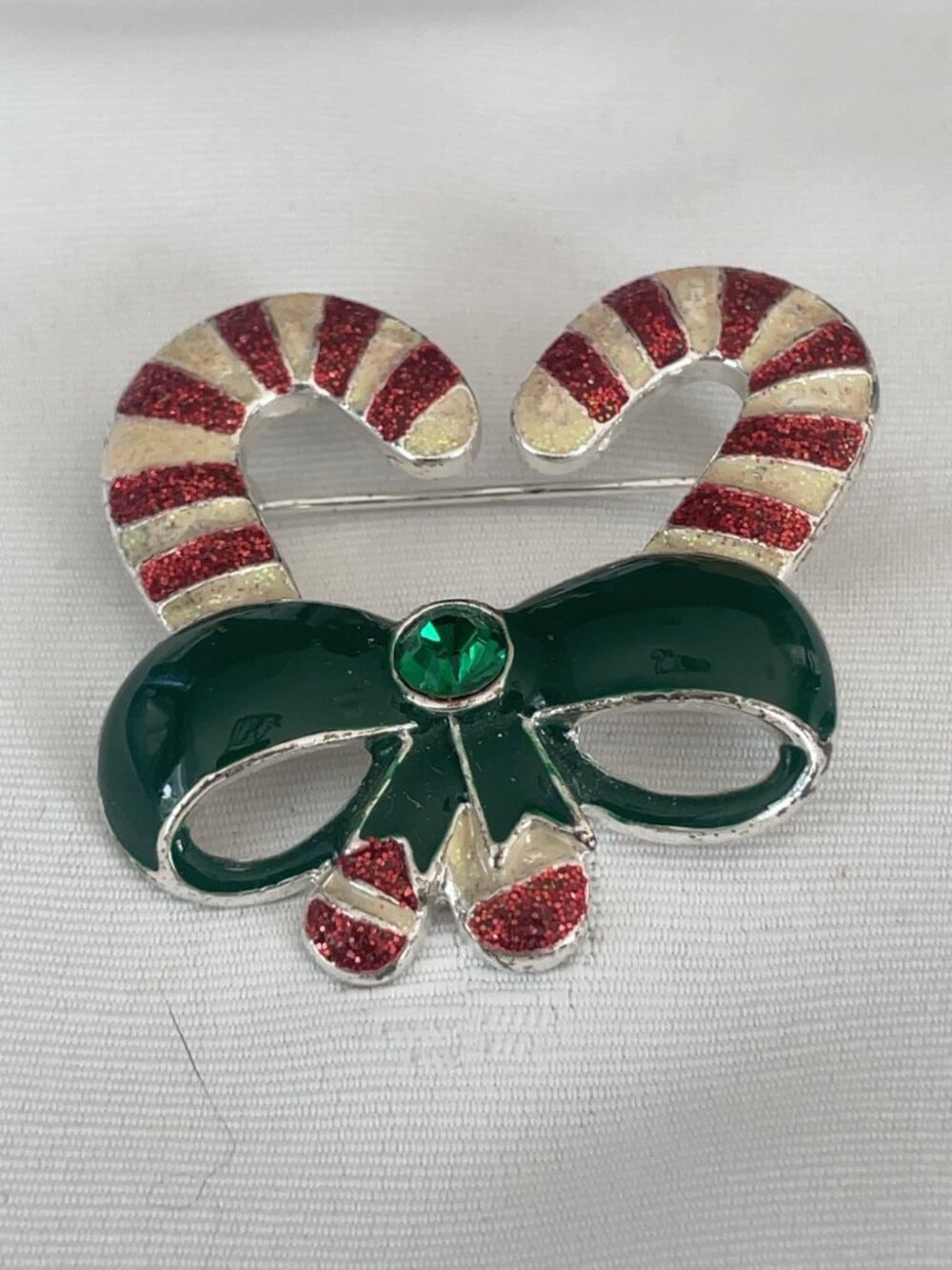 Vintage Candy Cane Brooch Christmas Holiday Pin 12g